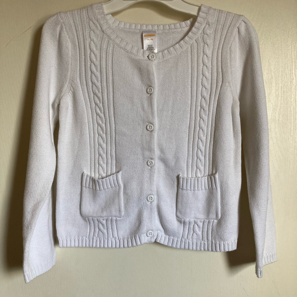 *Gymboree New White Knit Button Front Cardigan Kids-Medium Sweater